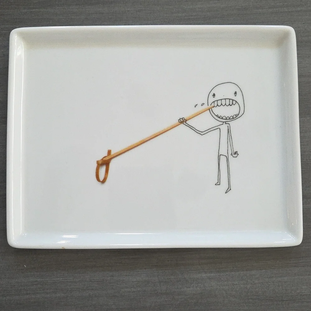 CRATE & BARREL CB2 OLIVER RECTANGLE APPETIZER PLATE TOOTHPICK 2009 RETIRED